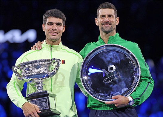 （左から）カルロス・アルカラス、ノヴァーク・ジョコビッチ