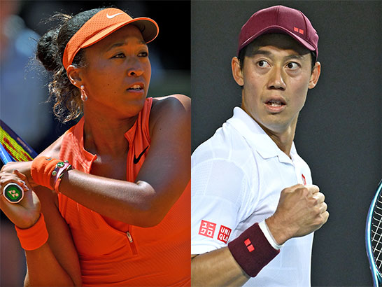 （左から）大坂なおみと錦織圭